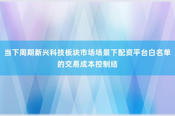 当下周期新兴科技板块市场场景下配资平台白名单的交易成本控制结