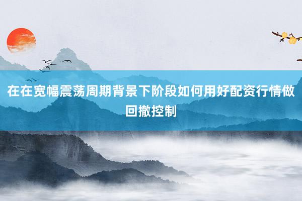 在在宽幅震荡周期背景下阶段如何用好配资行情做回撤控制