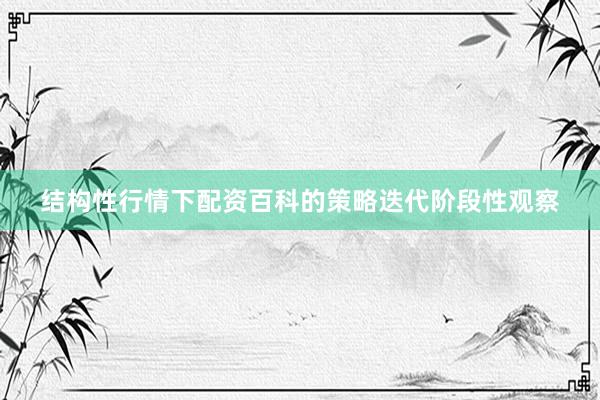 结构性行情下配资百科的策略迭代阶段性观察