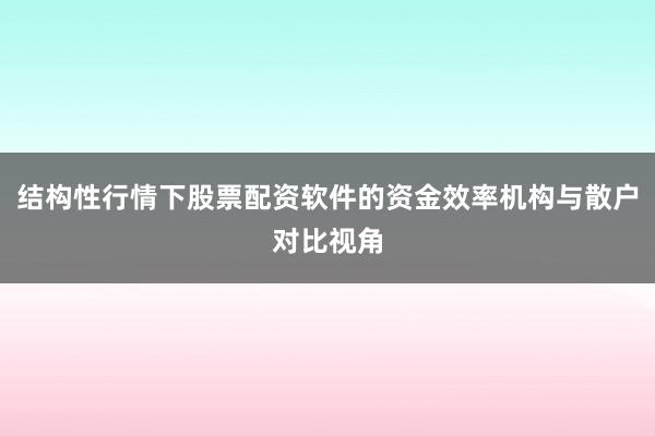 结构性行情下股票配资软件的资金效率机构与散户对比视角