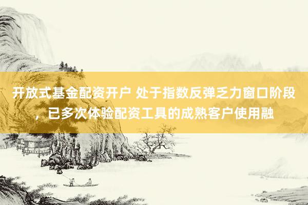 开放式基金配资开户 处于指数反弹乏力窗口阶段，已多次体验配资工具的成熟客户使用融