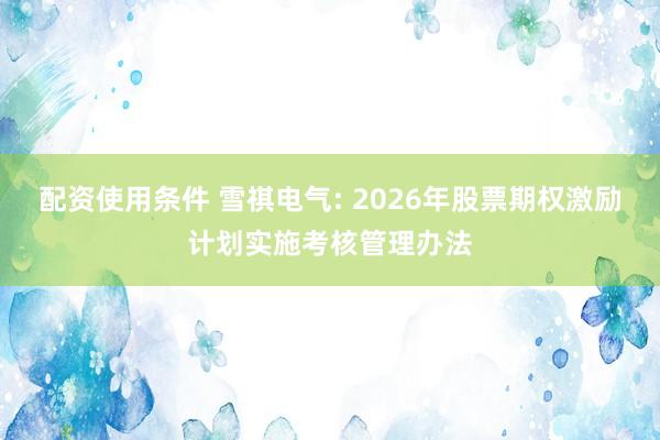 配资使用条件 雪祺电气: 2026年股票期权激励计划实施考核管理办法