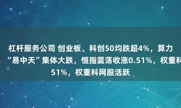 杠杆服务公司 创业板、科创50均跌超4%，算力硬件下挫，“易中天”集体大跌，恒指震荡收涨0.51%，权重科网股活跃