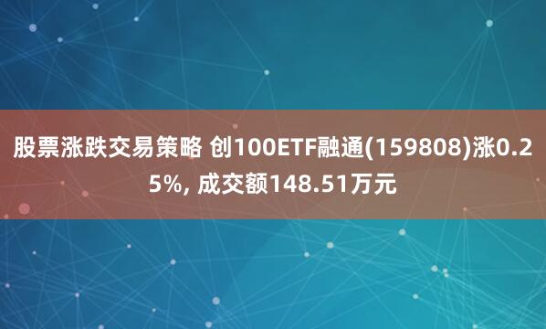 股票涨跌交易策略 创100ETF融通(159808)涨0.25%, 成交额148.51万元